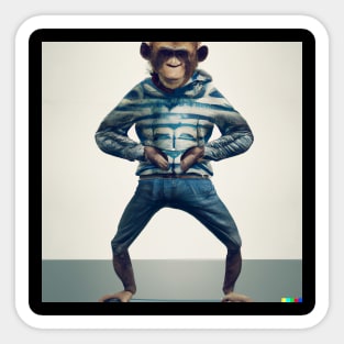 Monkey with Human Clothing Design Funky and colorful Sticker